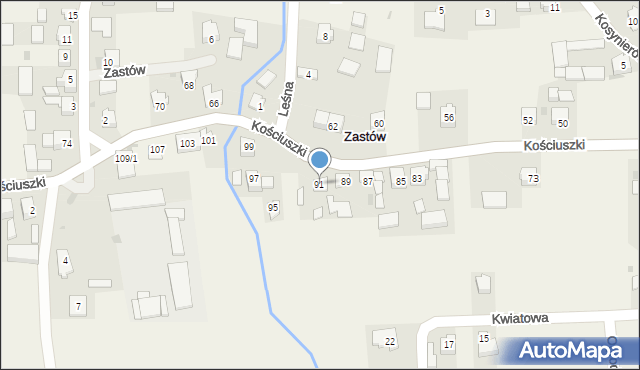 Zastów, Kościuszki Tadeusza, gen., 91, mapa Zastów