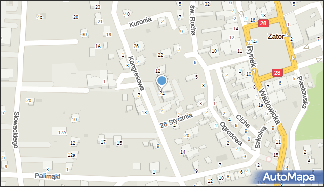 Zator, Kongresowa, 24, mapa Zator