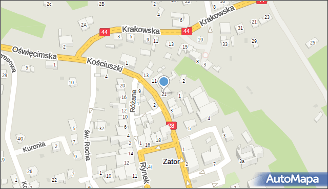 Zator, Kościuszki Tadeusza, gen., 21, mapa Zator