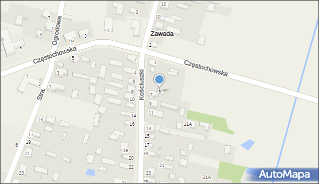 Zawada, Kościuszki Tadeusza, gen., 5, mapa Zawada