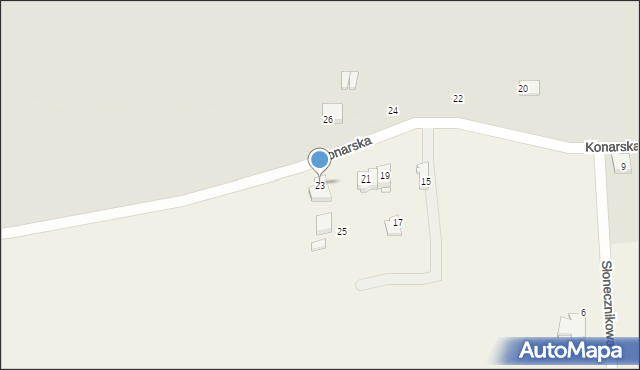Zawady, Konarska, 23, mapa Zawady