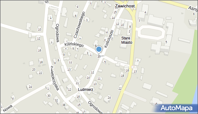 Zawichost, Kościuszki Tadeusza, gen., 10, mapa Zawichost