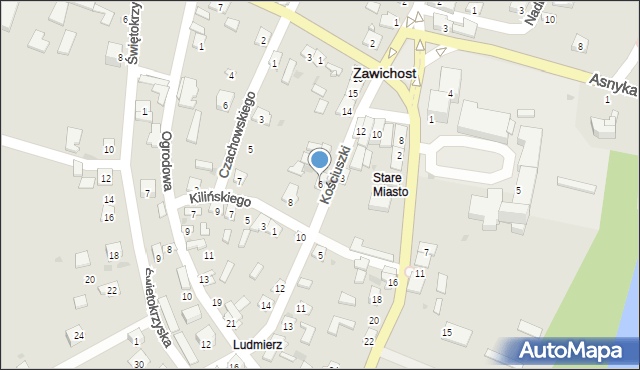 Zawichost, Kościuszki Tadeusza, gen., 6, mapa Zawichost