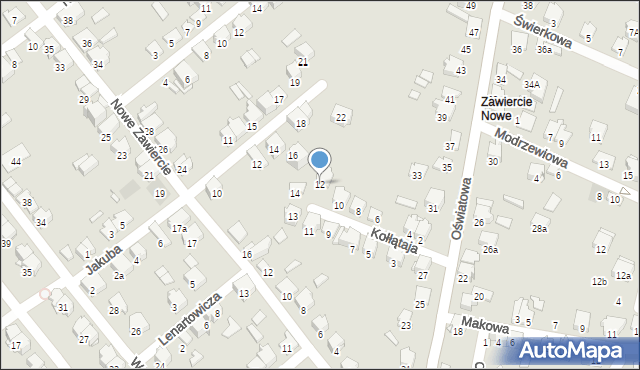 Zawiercie, Kołłątaja Hugo, 12, mapa Zawiercie