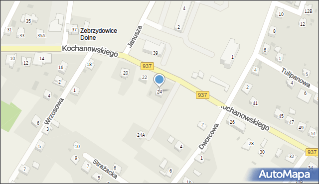Zebrzydowice, Kochanowskiego Jana, 24, mapa Zebrzydowice