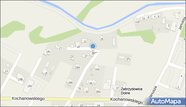 Zebrzydowice, Kochanowskiego Jana, 29, mapa Zebrzydowice