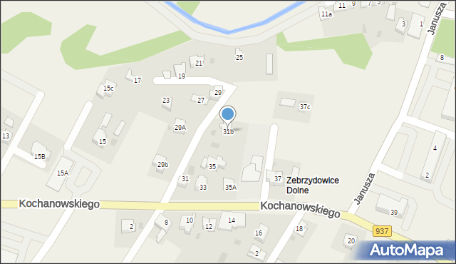 Zebrzydowice, Kochanowskiego Jana, 31b, mapa Zebrzydowice