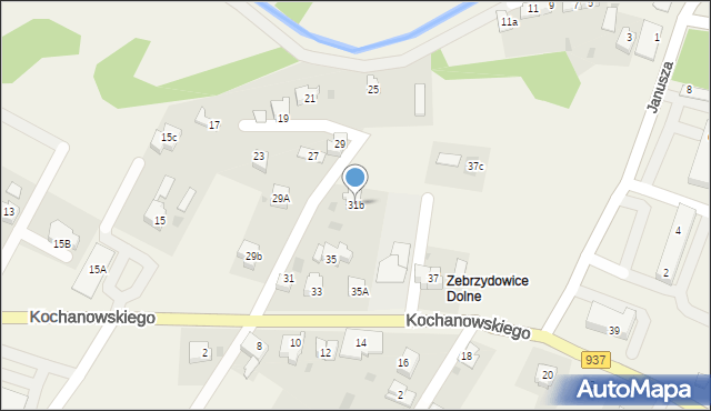 Zebrzydowice, Kochanowskiego Jana, 31b, mapa Zebrzydowice