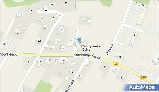 Zebrzydowice, Kochanowskiego Jana, 37, mapa Zebrzydowice