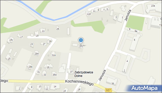 Zebrzydowice, Kochanowskiego Jana, 37c, mapa Zebrzydowice
