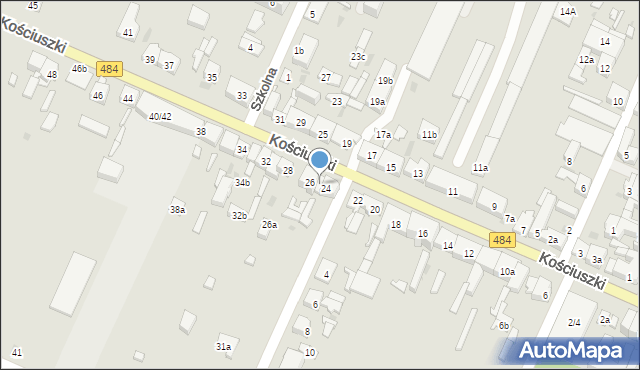 Zelów, Kościuszki Tadeusza, gen., 24A, mapa Zelów