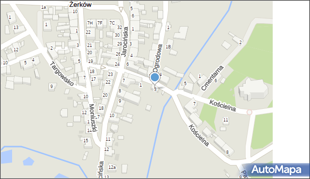 Żerków, Kościelna, 3, mapa Żerków