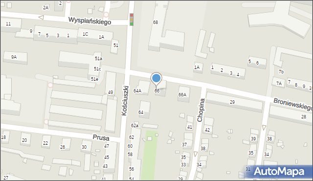 Zgorzelec, Kościuszki Tadeusza, gen., 66, mapa Zgorzelec