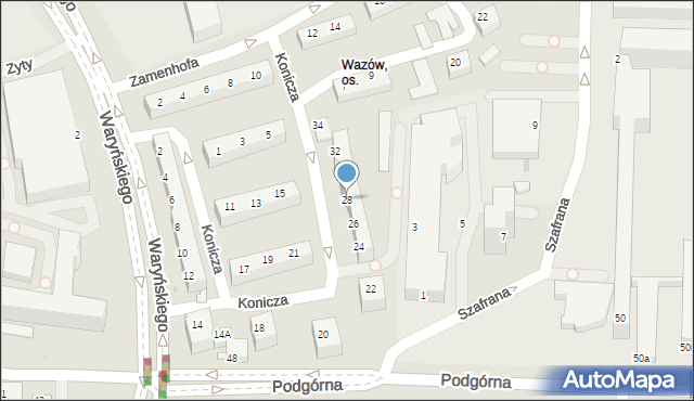 Zielona Góra, Konicza Tadeusza, 28, mapa Zielona Góra
