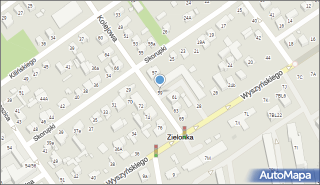 Zielonka, Kolejowa, 59, mapa Zielonka