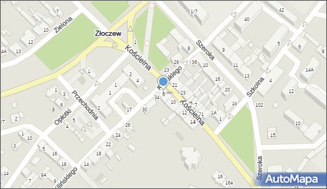 Złoczew, Kościelna, 6, mapa Złoczew