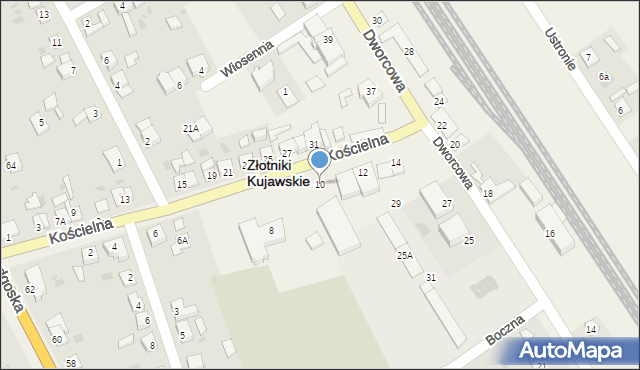 Złotniki Kujawskie, Kościelna, 10, mapa Złotniki Kujawskie