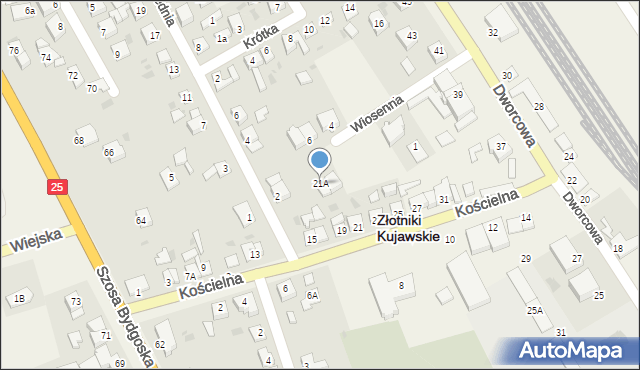 Złotniki Kujawskie, Kościelna, 21A, mapa Złotniki Kujawskie