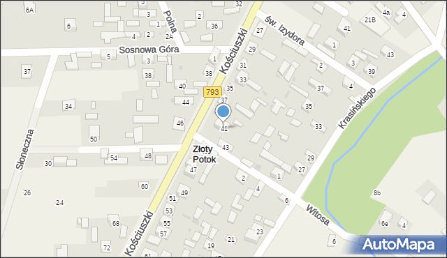 Złoty Potok, Kościuszki Tadeusza, gen., 41, mapa Złoty Potok