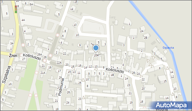 Żnin, Kościuszki Tadeusza, gen., 10A, mapa Żnin