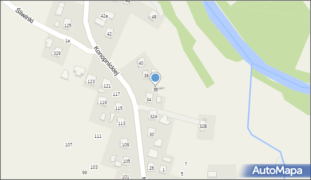 Zręcin, Konopnickiej Marii, 36, mapa Zręcin