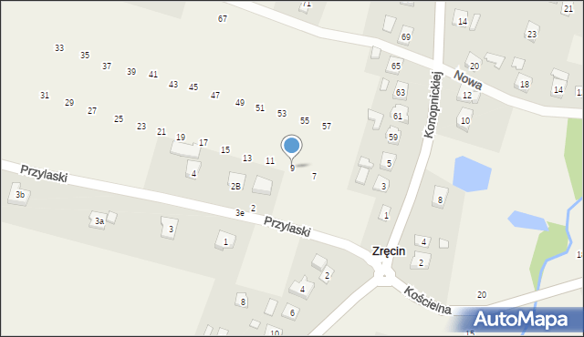 Zręcin, Konopnickiej Marii, 9, mapa Zręcin