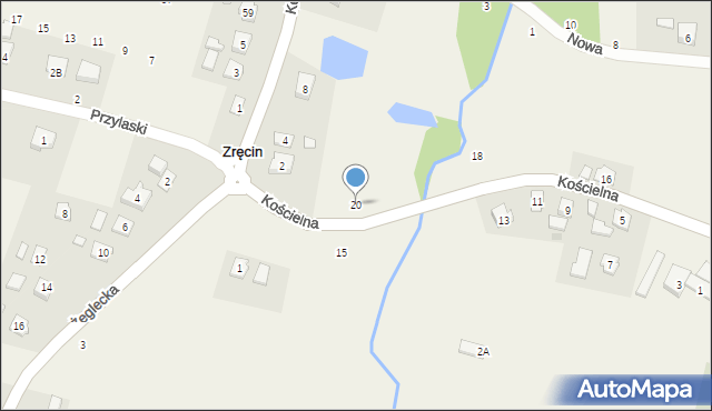 Zręcin, Kościelna, 20, mapa Zręcin