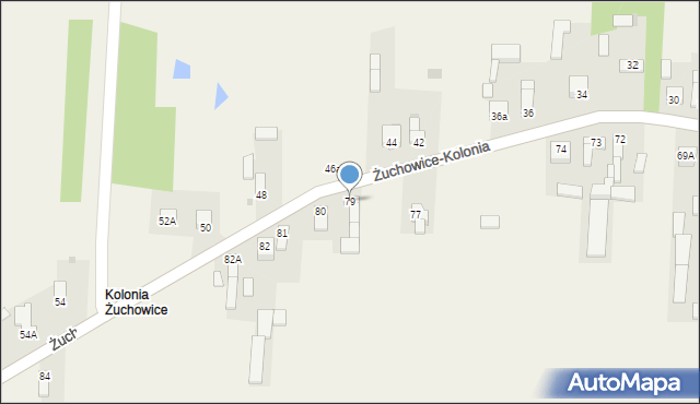 Żuchowice, Kolonia Żuchowice, 79, mapa Żuchowice