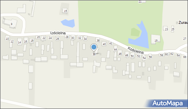 Żuraw, Kościelna, 36, mapa Żuraw