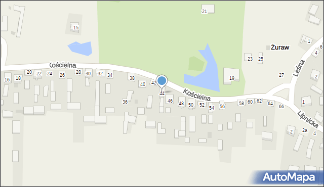 Żuraw, Kościelna, 44, mapa Żuraw
