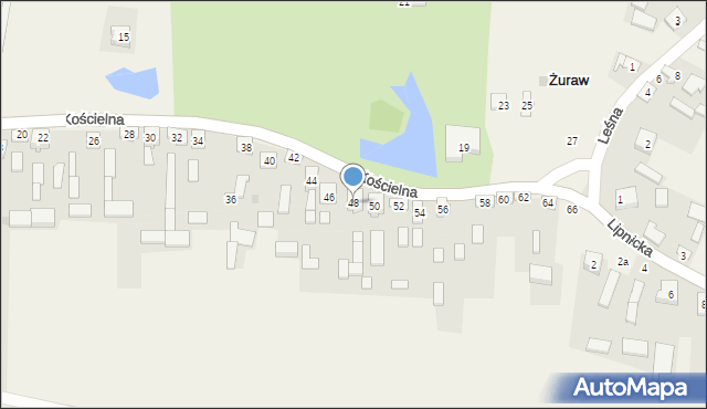 Żuraw, Kościelna, 48, mapa Żuraw