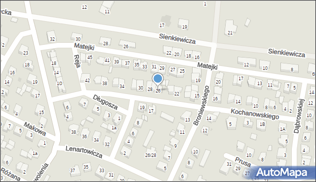 Żuromin, Kochanowskiego Jana, 26, mapa Żuromin