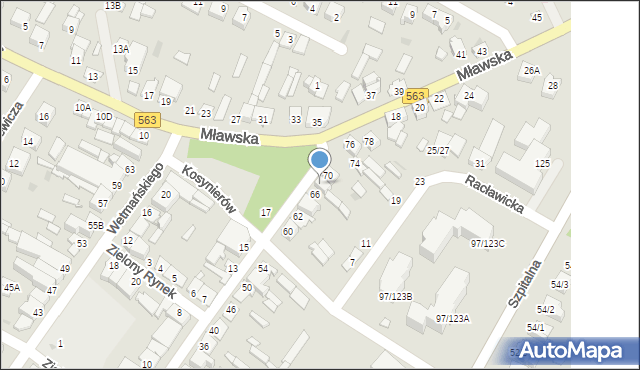 Żuromin, Kościuszki Tadeusza, gen., 68, mapa Żuromin
