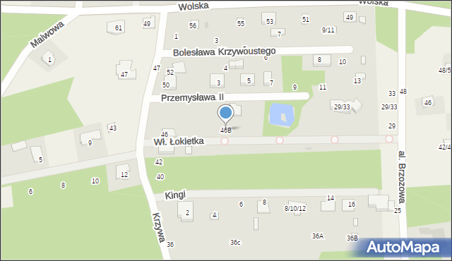 Aleksandrów Łódzki, Krzywa, 46B, mapa Aleksandrów Łódzki