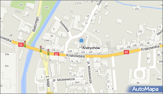 Andrychów, Krakowska, 124b, mapa Andrychów