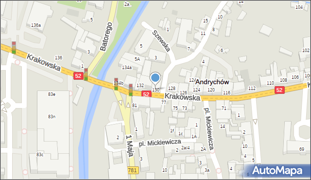 Andrychów, Krakowska, 130, mapa Andrychów