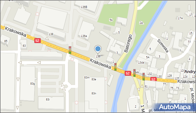 Andrychów, Krakowska, 136, mapa Andrychów