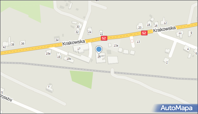 Andrychów, Krakowska, 15, mapa Andrychów