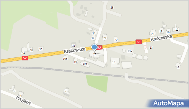 Andrychów, Krakowska, 17, mapa Andrychów