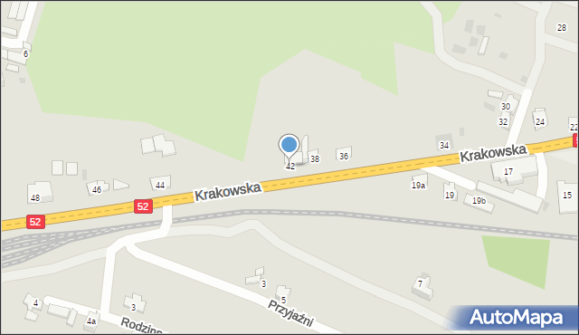 Andrychów, Krakowska, 42, mapa Andrychów