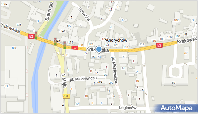 Andrychów, Krakowska, 73, mapa Andrychów