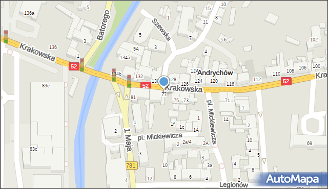 Andrychów, Krakowska, 77, mapa Andrychów