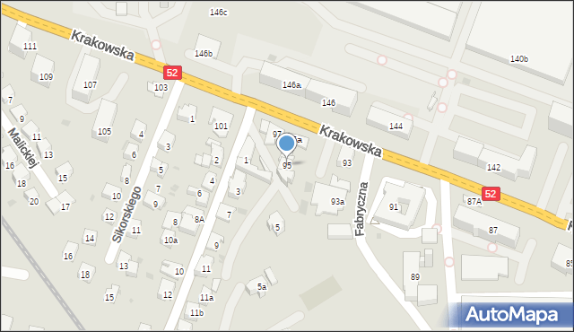 Andrychów, Krakowska, 95, mapa Andrychów