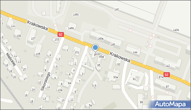 Andrychów, Krakowska, 97, mapa Andrychów