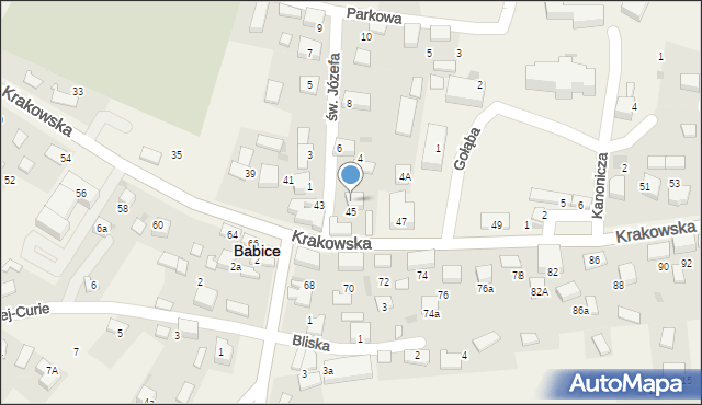 Babice, Krakowska, 45a, mapa Babice