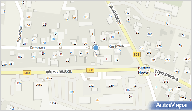 Babice Nowe, Kresowa, 3, mapa Babice Nowe