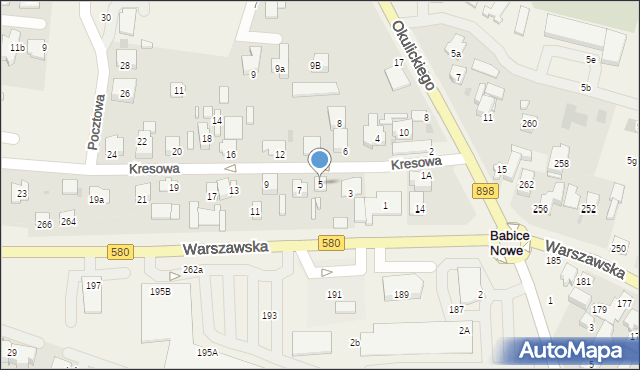 Babice Nowe, Kresowa, 5, mapa Babice Nowe