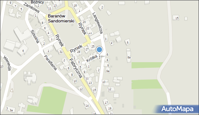 Baranów Sandomierski, Krótka, 2, mapa Baranów Sandomierski