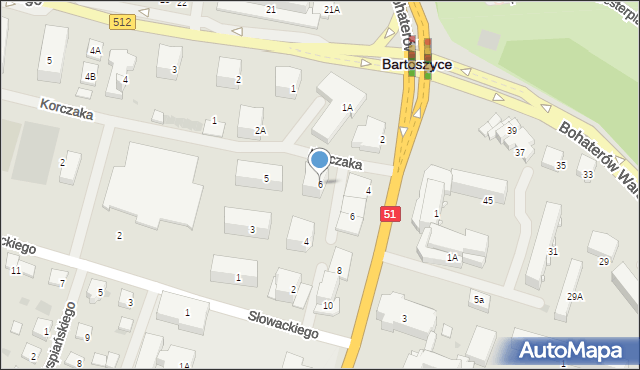 Bartoszyce, Krótka, 6, mapa Bartoszyce