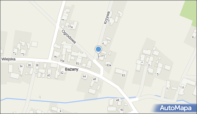 Bażany, Krzywa, 2, mapa Bażany